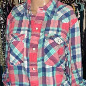 Women's Hollister Flannel plaid print top